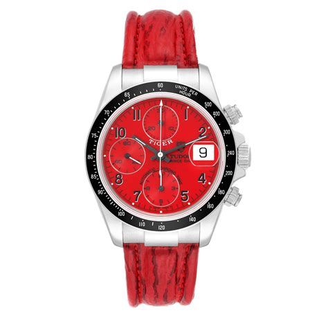 Tudor Tiger Woods Prince Date Quadrante Rosso Cinturino in 